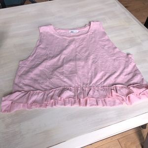 Pink Tank Top with Ruffle Detail (L)